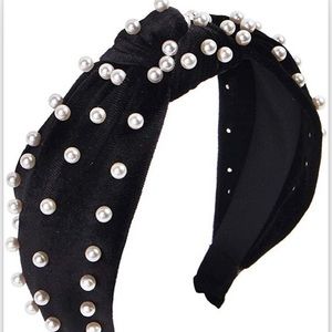 Black Velvet Pearl Headband